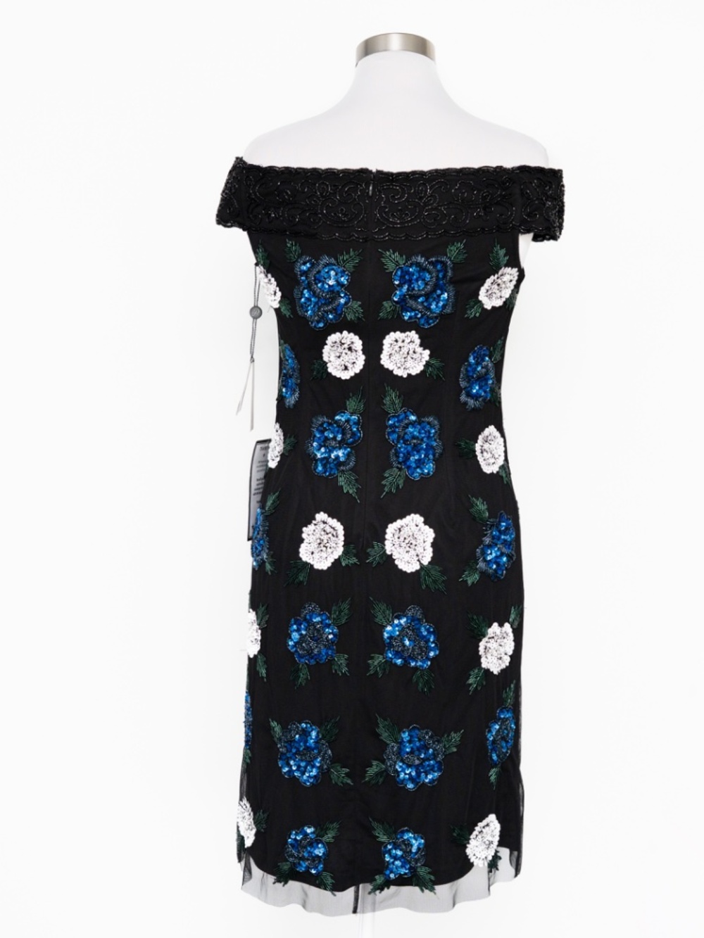 Adrianna Papell - Beaded Off-The-Shoulder Sheath Dress - Picture 3 of 15